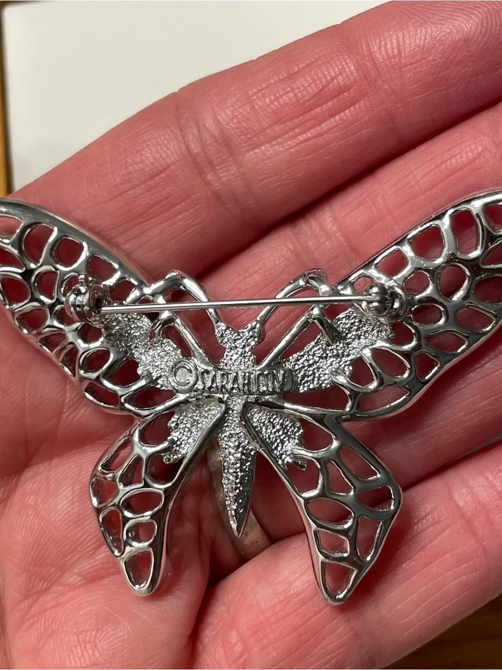 1971 Sarah Coventry Silver Filigree Madame Butterfly Brooch